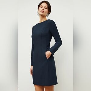 M.M.Lafleur Etsuko Dress Sz 4 Mightnight Blue Long sleeved Knee-length